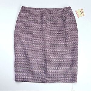 Anne Klein Women's Tweed Pencil Skirt Marled Pink‎ Black NWT Size 10